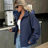 Veste Courte Femme Tissée À Pois Coupe Ample