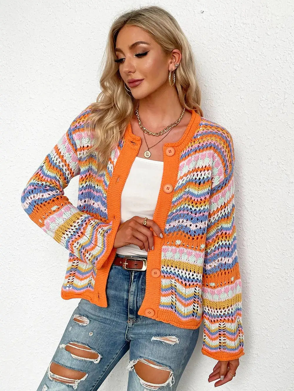 Cardigan coloré en tricot à motifs Sublime Sophie