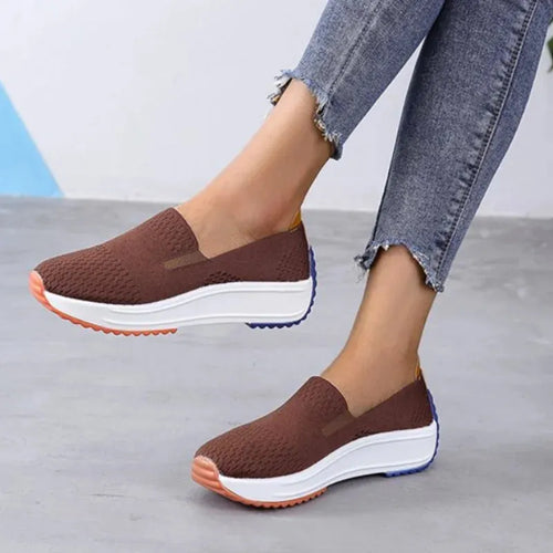 Baskets confort en maille respirante — blanc, noir ou marron, 35 à 43