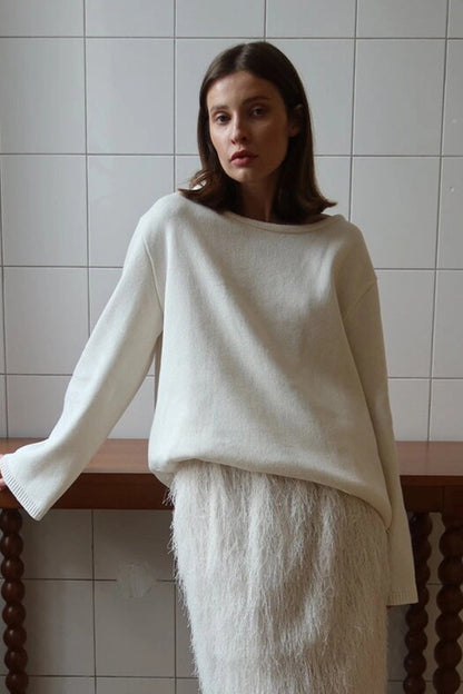 Pull Femme Maille Col Bateau Dos Ouvert