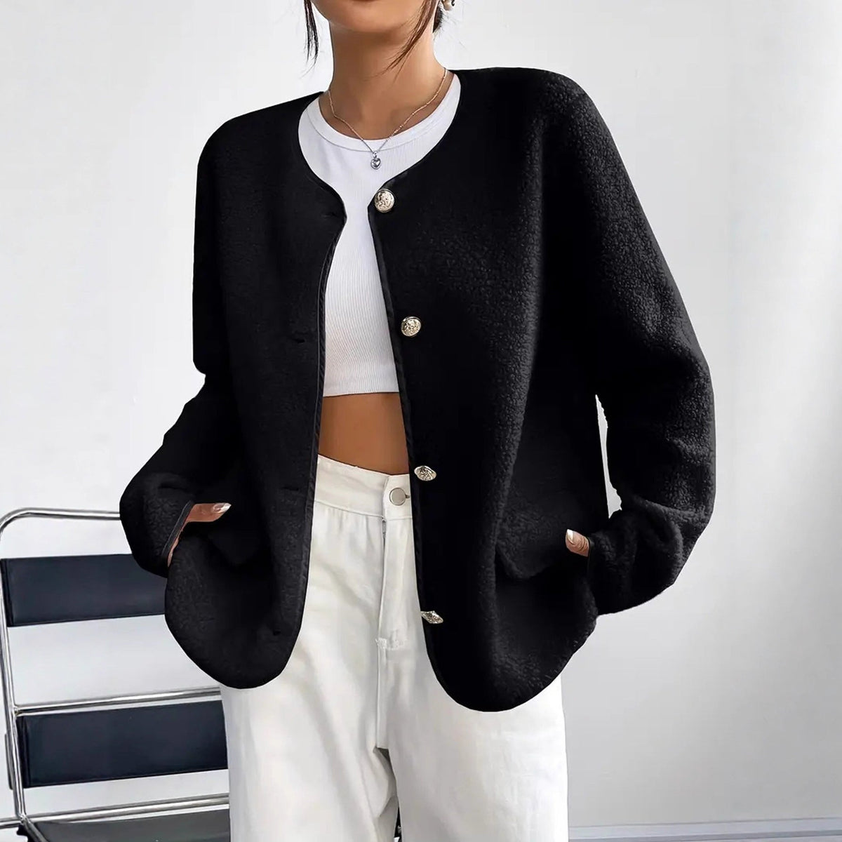 Manteau Femme Effet Laine Texturé Grande Taille