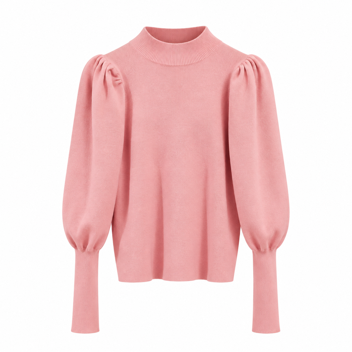 Détail de la coupe et des manches bouffantes du pull côtelé