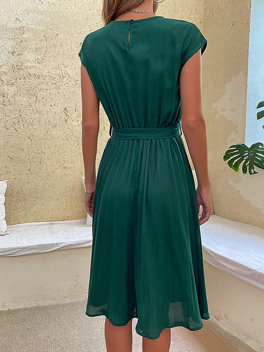 Vue détaillée de la robe femme vert foncé style Ibiza