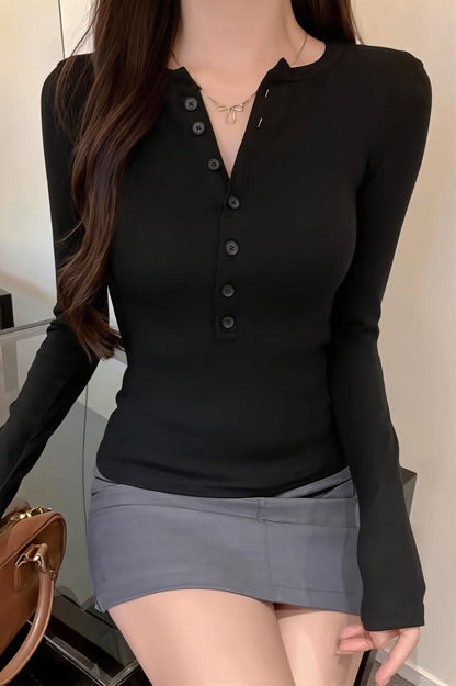 Vue de dos du t-shirt femme côtelé à manches longues