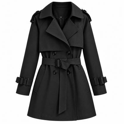 Trench Coat Court Ajusté Femme En Coton Mélangé