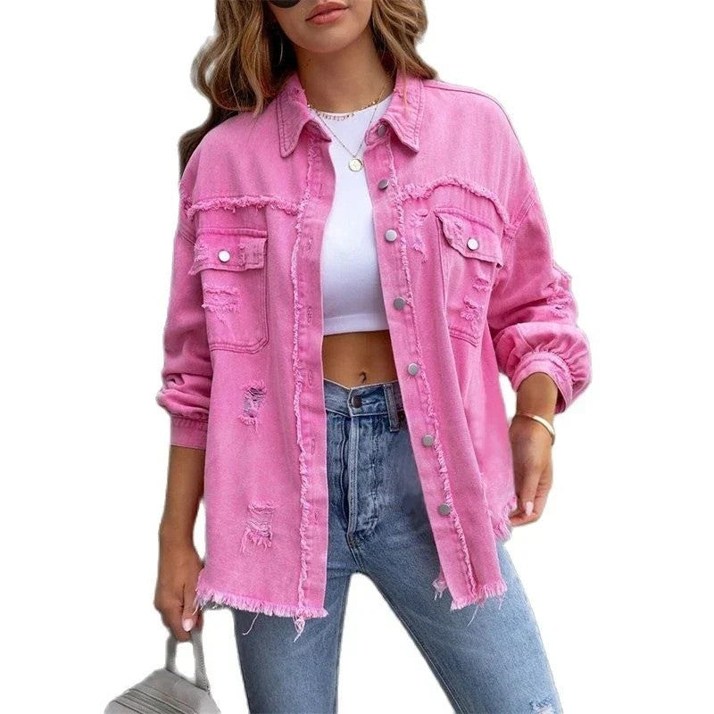 Intérieur doublé de la veste en jean pour femme