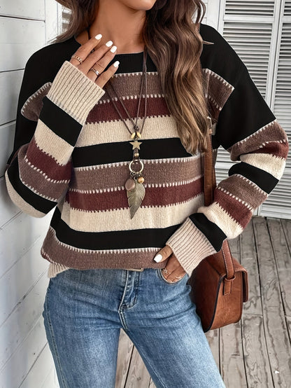 Vue arrière du pull femme rayé