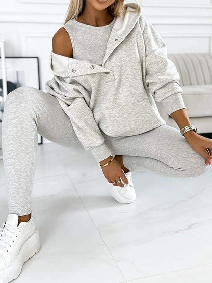 Ensemble Loungewear Femme Haut Manches Longues Taille Élastique