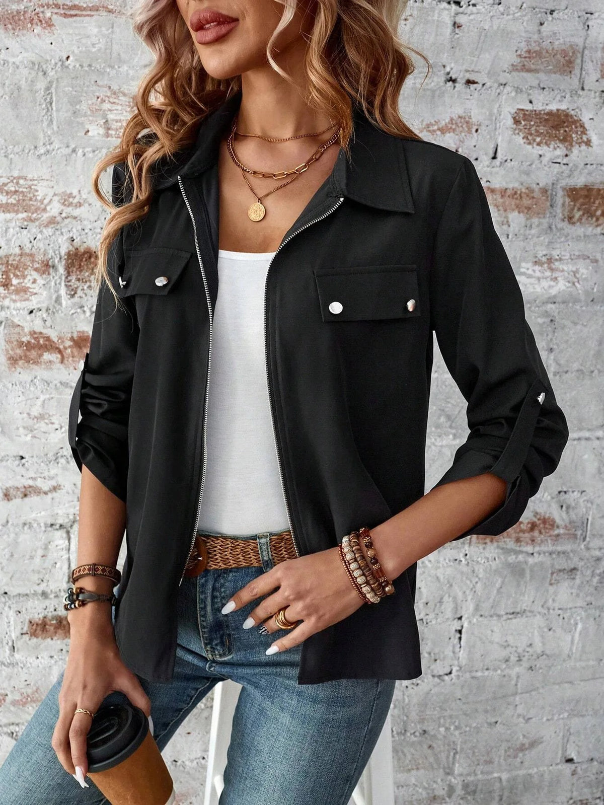 Veste zippée utilitaire classique