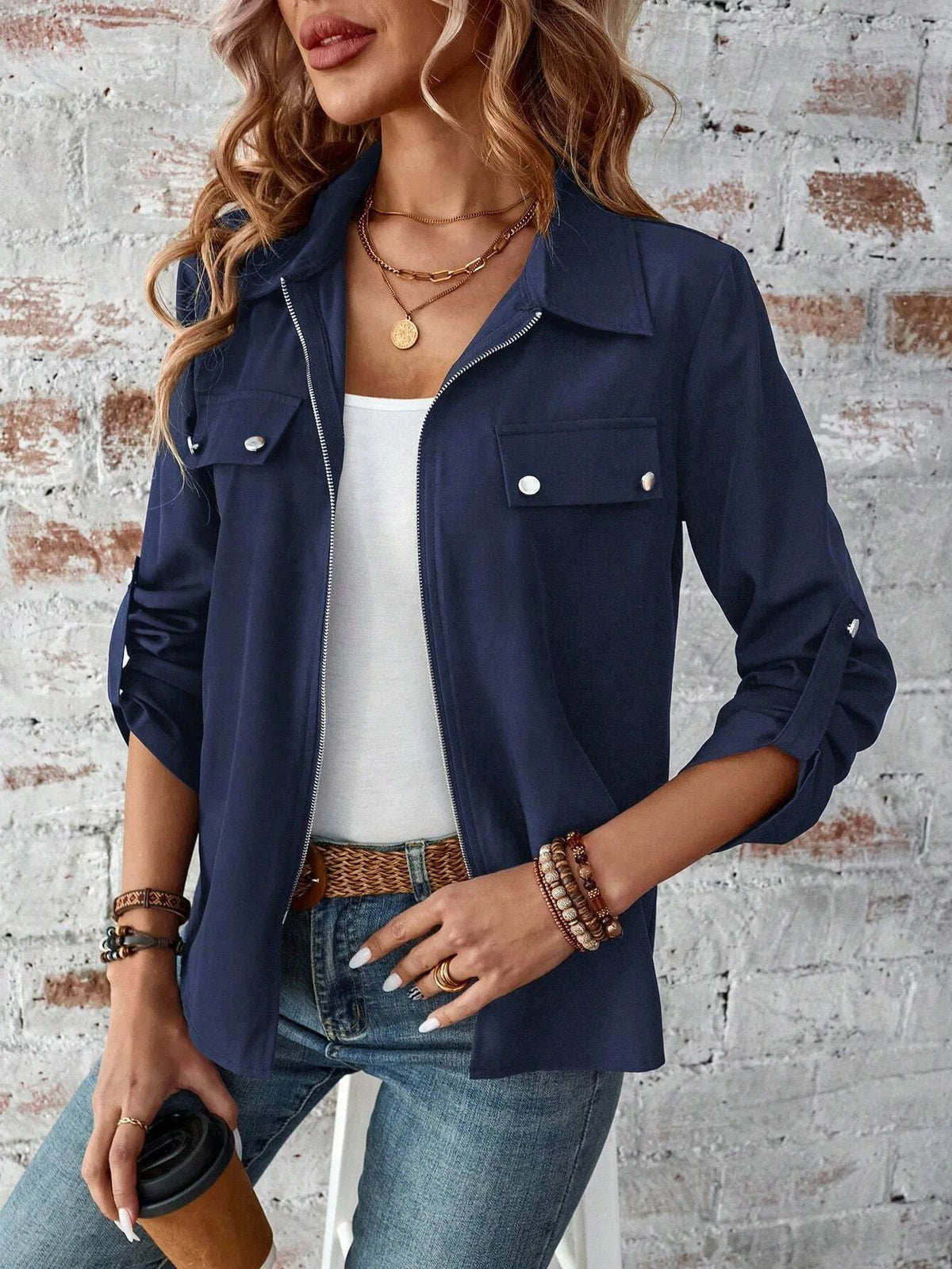 Veste zippée utilitaire classique