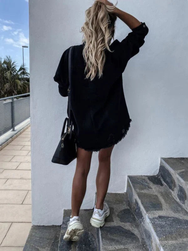 Veste femme en denim avec fermeture boutonnée sur le devant