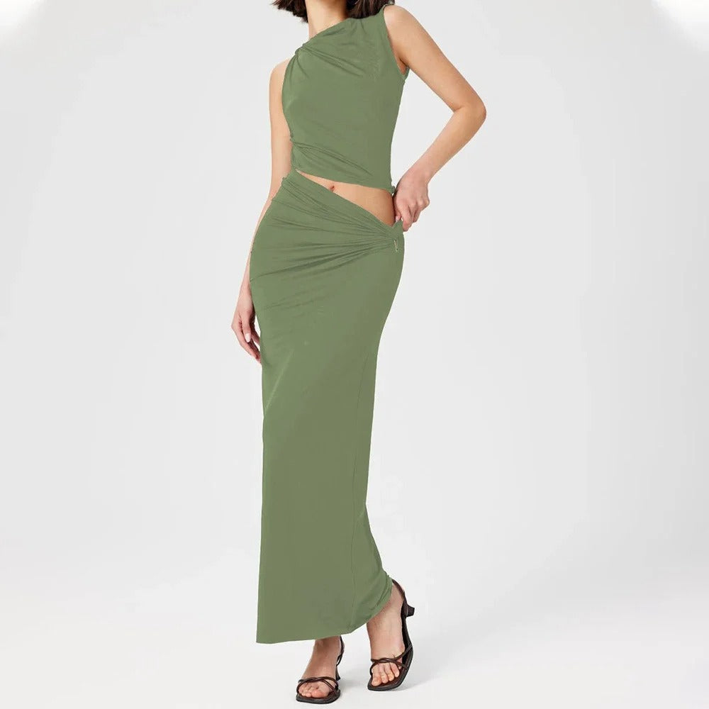 Robe longue drapée asymétrique Sublime Sophie