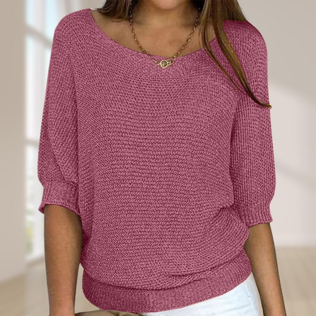 Pull femme en maille à manches longues, vue de dos