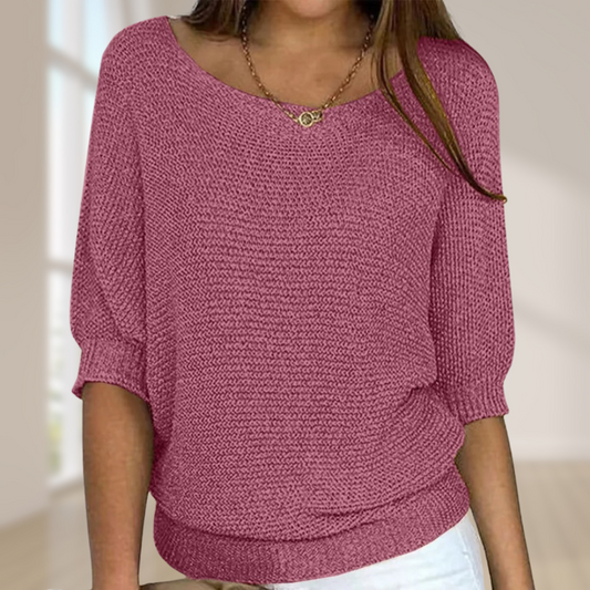 Pull femme en maille à manches longues, vue de dos