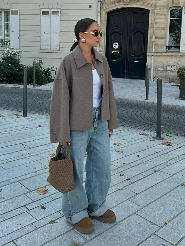 Veste élégante matelassée à revers