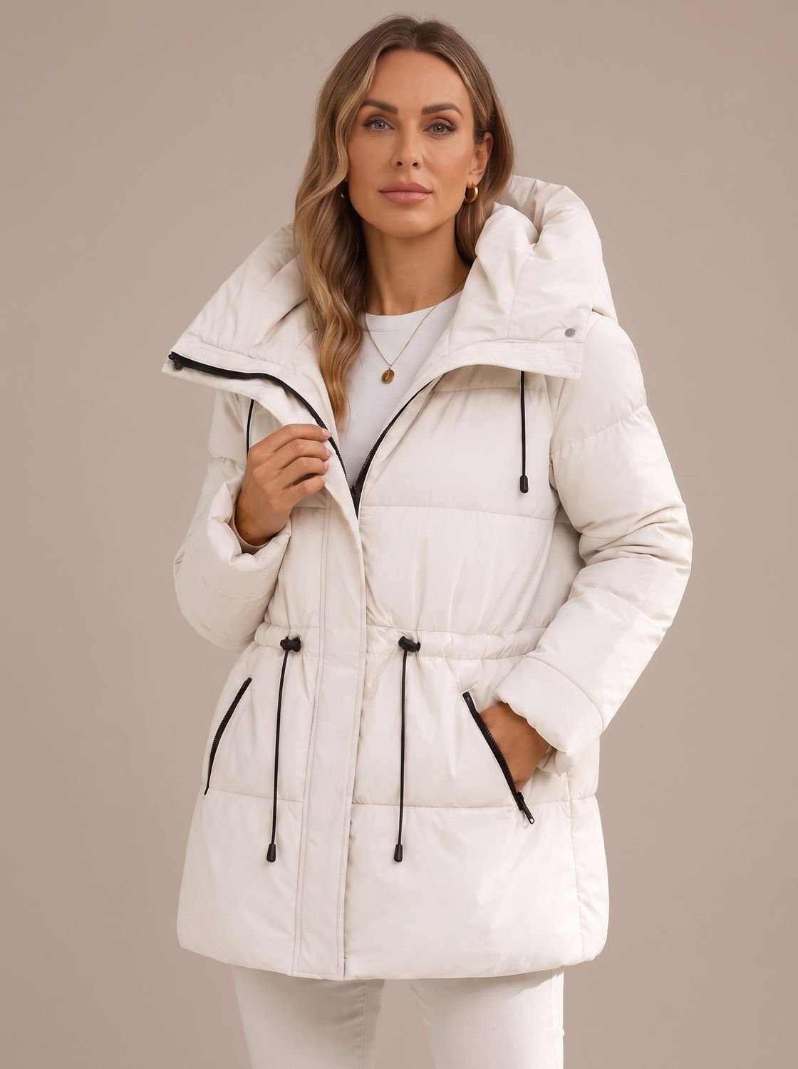 Veste Matelassée À Capuche Femme Coupe Longue