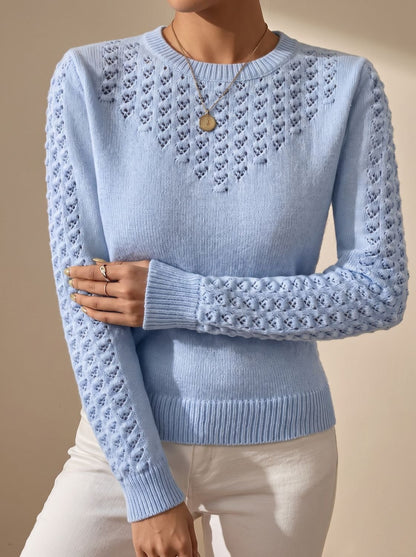 Pull Femme En Maille Pointelle Court À Manches Longues