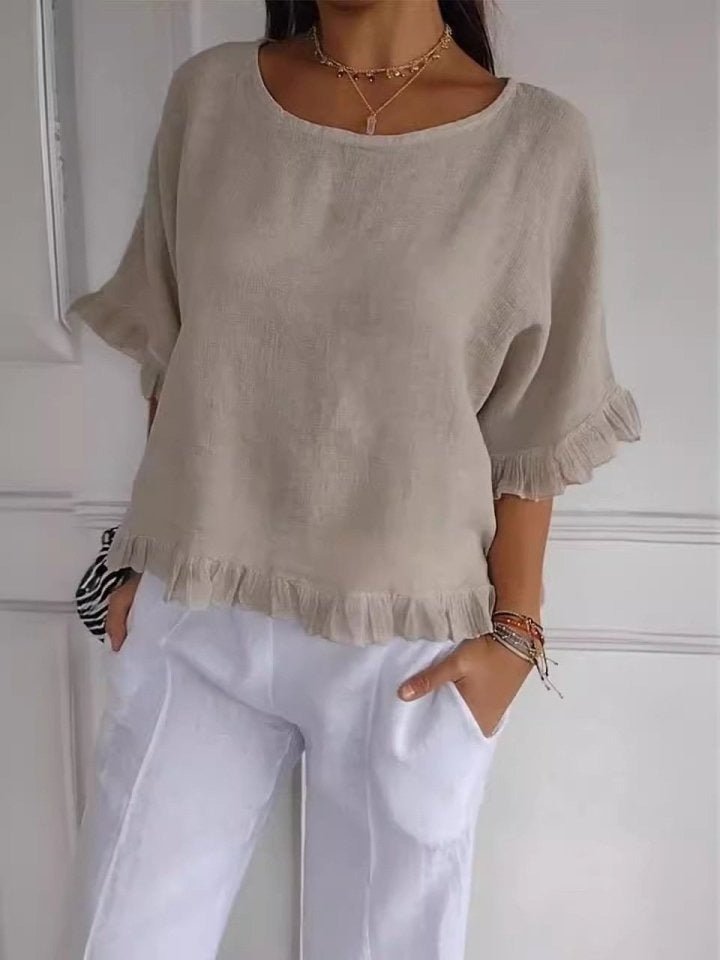 Blouse femme ample à franges, idéale pour une tenue décontractée
